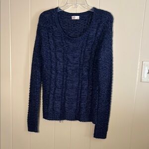 SO Blue Crew Neck Cable Knit Sweater
